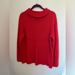 Talbots Vibrant Red mock Neck Sweater, long sleeve size medium casual pina cotto